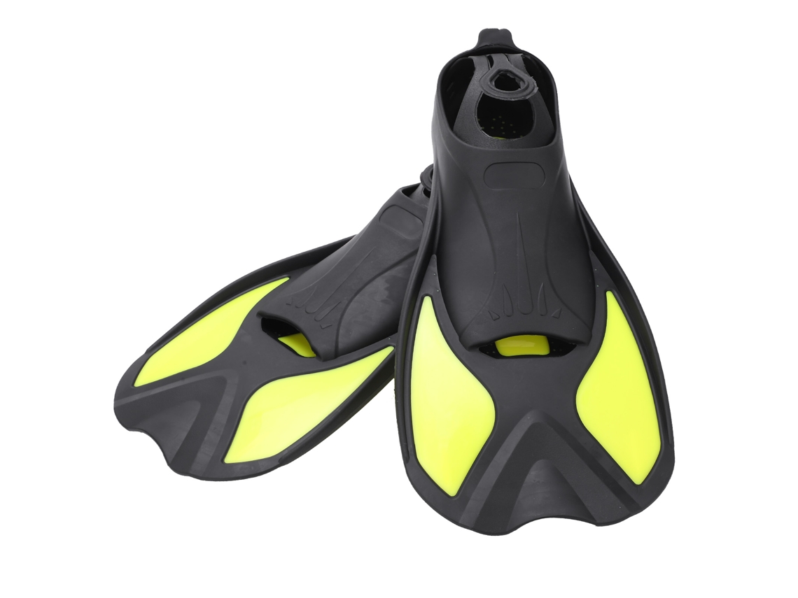 Aletas de buceo blandas para adultos, negras y amarillas, talla S