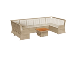 Juego de 7 sillones de jardín con cojines de mimbre, beige, MAISON EXCLUSIVE (120 x 80 x 60 cm)