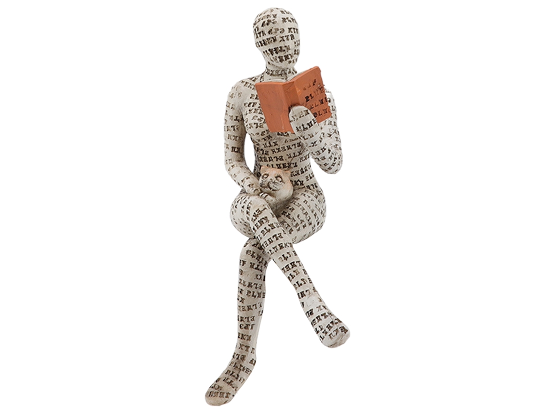 Figura de mujer leyendo, resina, adorno para estantería, decoración.