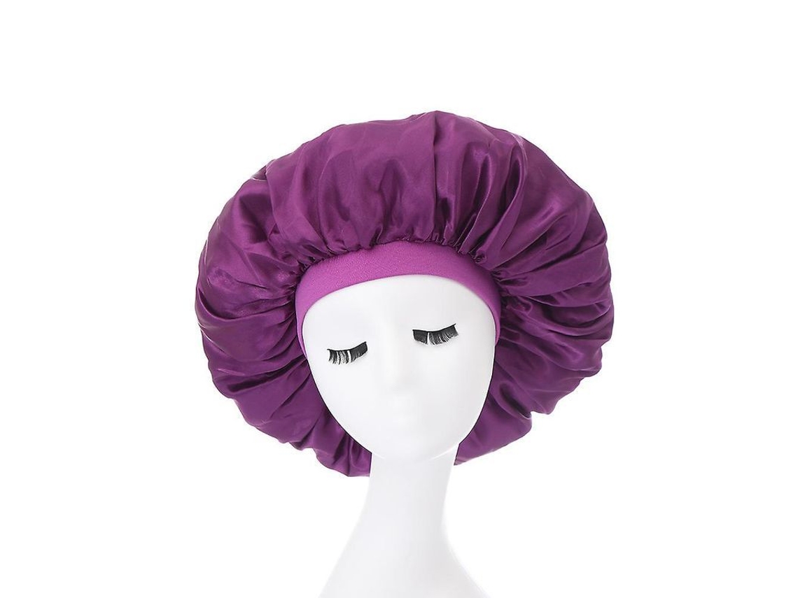 2026-gorra De Satin Elástico Impermeable Con Borde Ancho Para Dormir Talla Extra Grande (morado) 1 Pieza