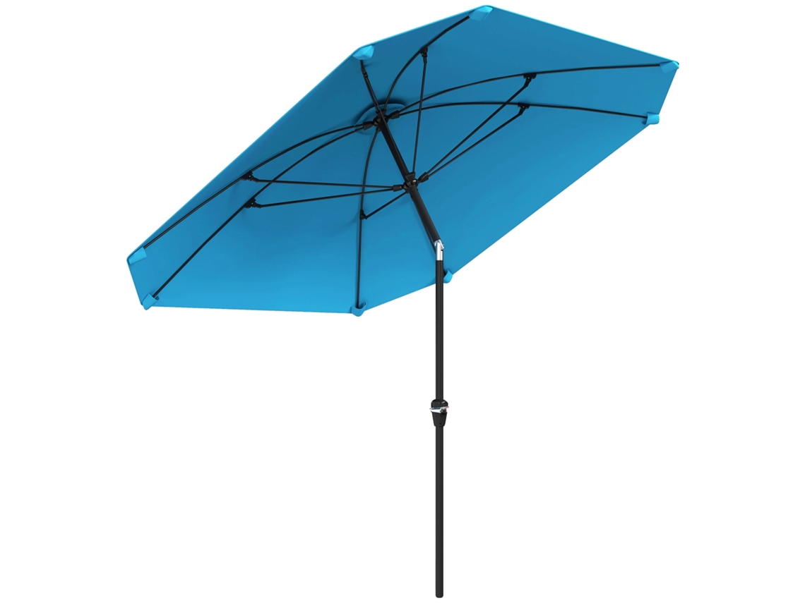 Parasol con ángulo ajustable, protección UV, color azul.