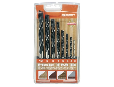 Estuche Brocas ALPEN Madera 8 Piezas