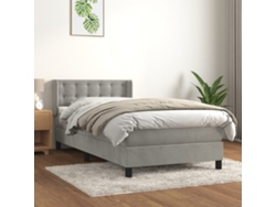 Cama box spring con colchón terciopelo gris claro 80x200 cm