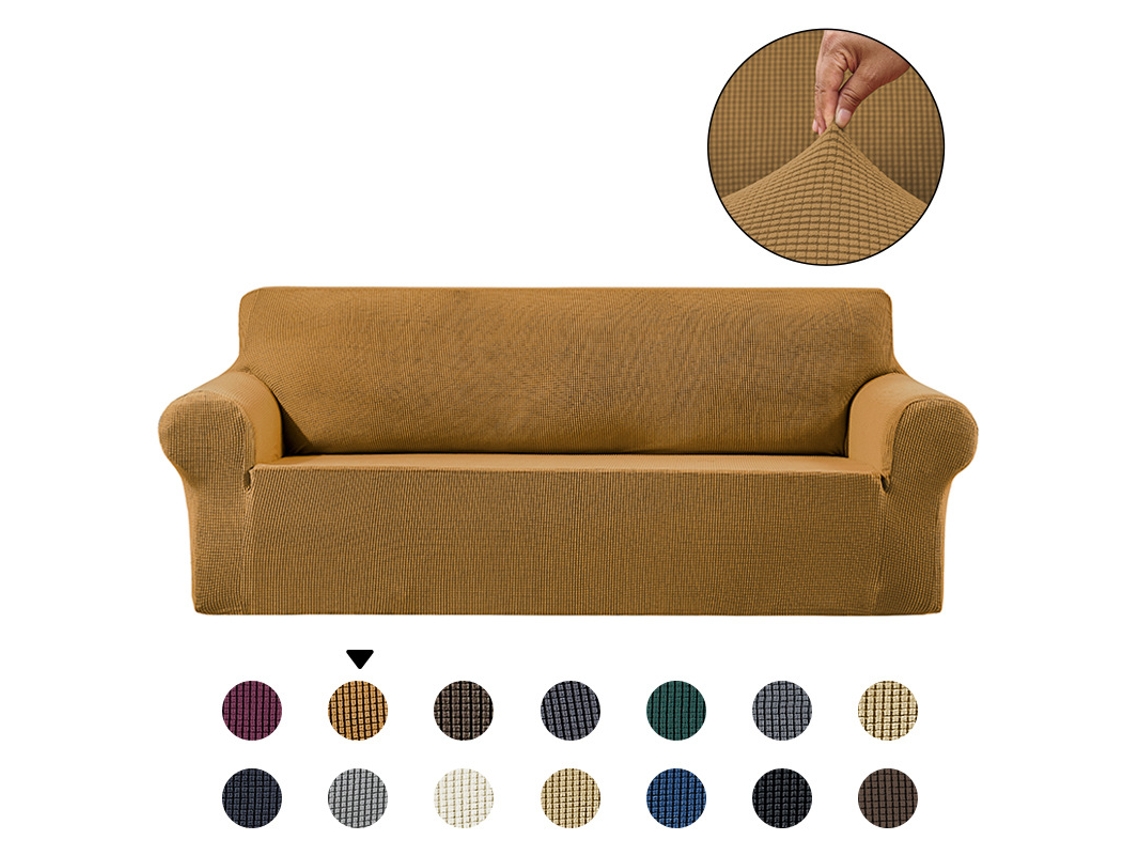 Funda De Sofá Elástica De Jacquard (apta Para Largo De 140-180 Cm) Dorada Siurn