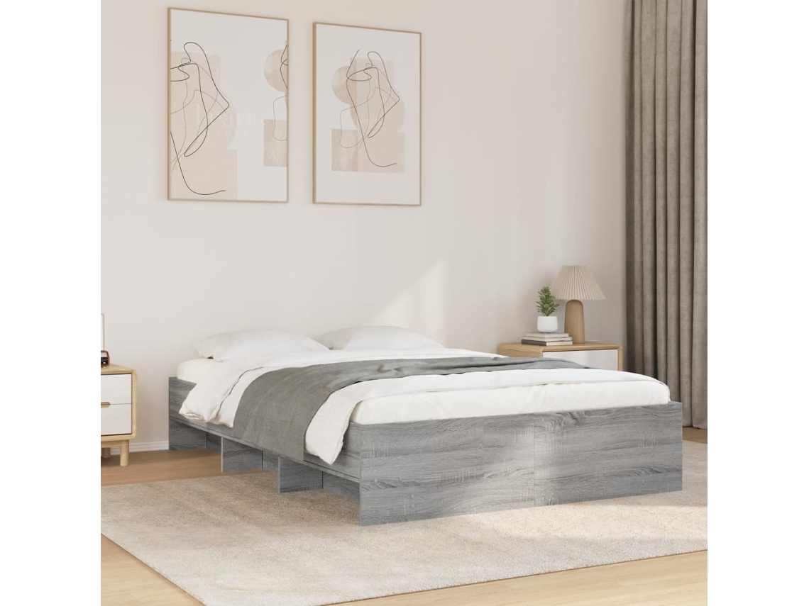 Estructura De Cama Madera De Ingeniería Gris Sonoma 120x200 Cm