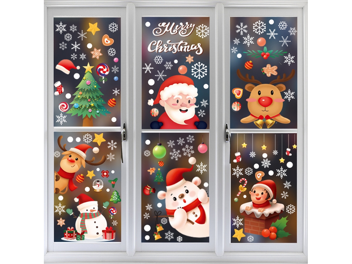 Pegatinas de Navidad ZMDECQNA Etiqueta La Pared Estática Del Copo Nieve Blanco