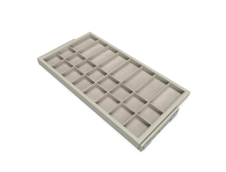 EMUCA Kit Cajón Organizador Con Estructura Corredera De Cierre Amortiguado Para Armarios - Regulable - Módulo 900 Mm - Gris Piedra