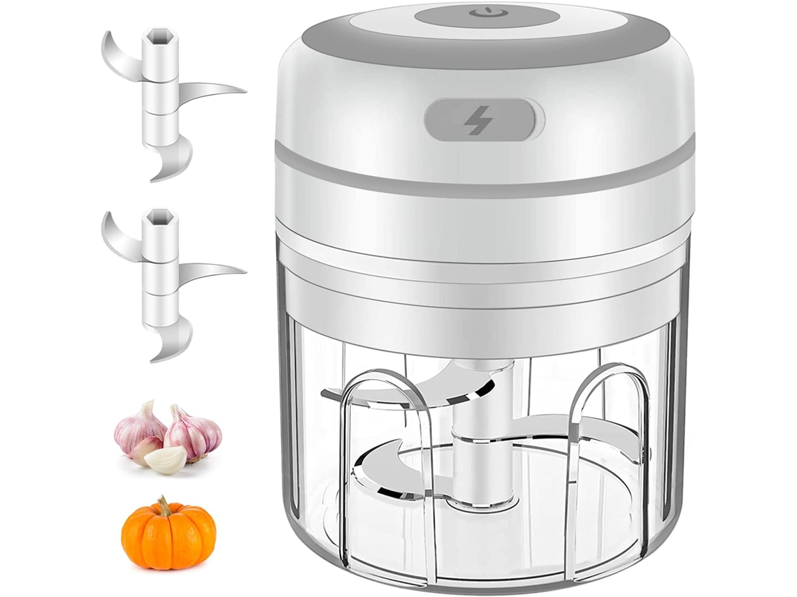 VVJIJILLY Picador De Alho Mini, Processador De Alimentos Elétrico, Picador Portátil Para Cebola, Gengibre, Legumes, Pimenta, Carne, Comida De Bebê, Fácil Limpez