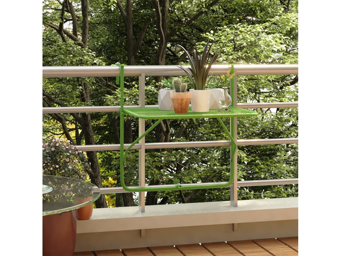 Mesa de jardín para balcón 60x40 cm de acero verde