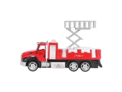 Caminhão de bombeiros americano em liga metálica BJ, modelo com mecanismo de fricção, brinquedo de simulação, presente para crianças.