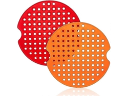 Tapetes De Silicona Reutilizables Para Freidora De Aire (paquete De 2, 20 Cm) - Antiadherentes, Sin Bpa, Rojo Anaranjado