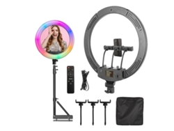 Anillo de luz RGB de 18 pulgadas, brillo ajustable, múltiples opciones de temperatura de color, soporte de 135 cm OEM