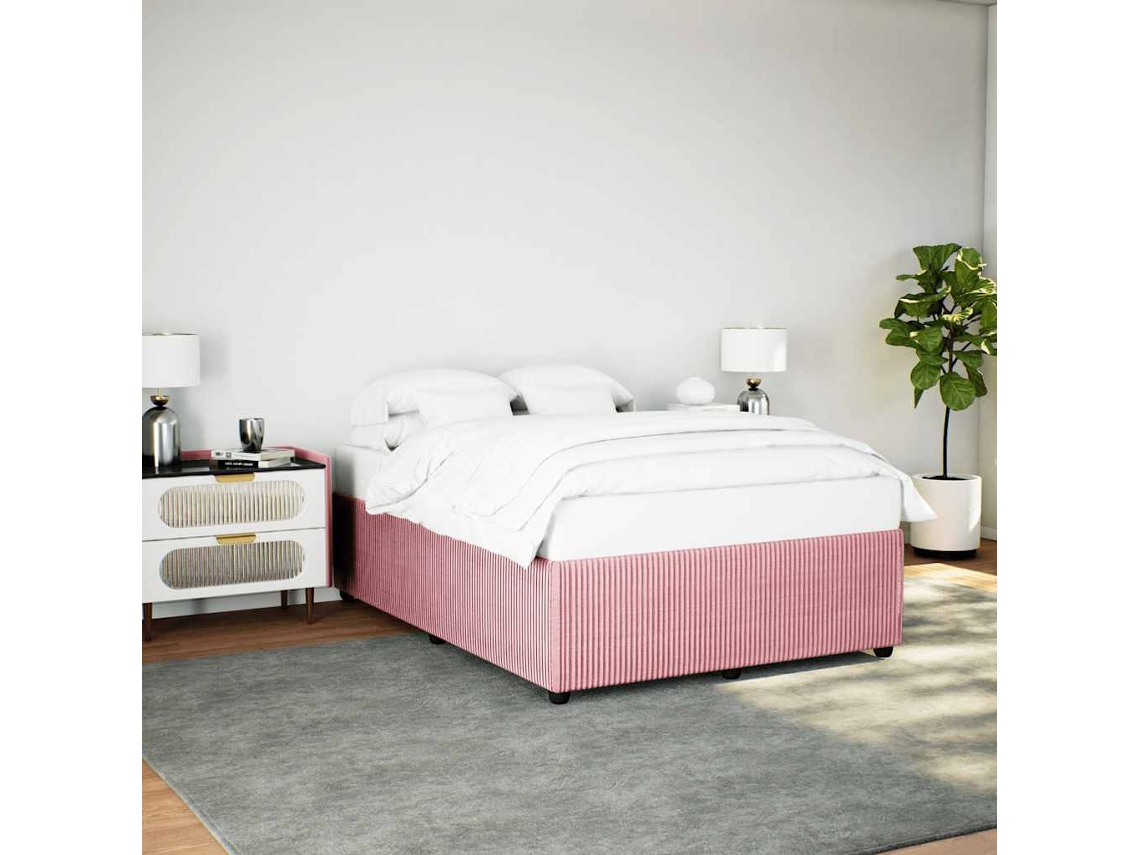 Estructura De Cama Sin Colchón Terciopelo Rosa 140x190 Cm
