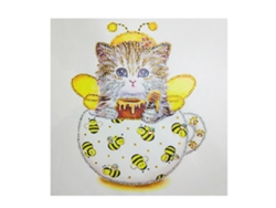 Diseño 3D de diamantes de imitación pintado a mano con estampado de gato para niños