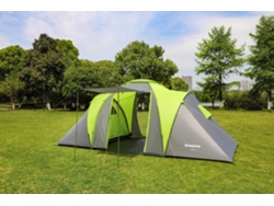Tienda de campamento familiar de 4 salas - Amplio y cómodo 500 x 220 x 200 cm Verde y gris TRENDYFLAIR