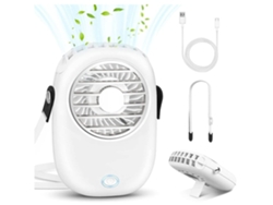 Ventilador portátil de cuello, manos libres, batería recargable, USB, pequeño, 3 velocidades, Gusshious, blanco