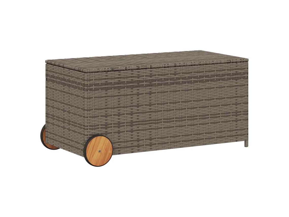 Caja de almacenamiento de jardín con ruedas MAISON EXCLUSIVE Patas de mimbre gris (190 l)