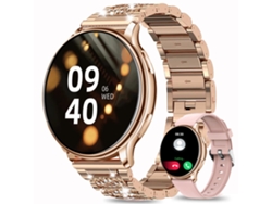 Elegante Reloj Inteligente Para Mujer Con Incrustaciones De Diamantes Y Pulsera Con Llamadas Bluetooth.
