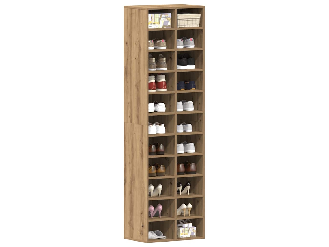 Zapatero | Armario Zapatero De Madera Contrachapada Roble Artisian 54x34x183 Cm