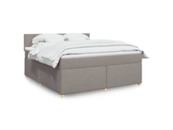 Cama Box Spring Con Colchón Tela Gris Taupe 180x200 Cm