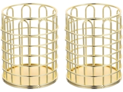 Juego de 2 portalápices metálicos con soporte de alambre para brochas de maquillaje, organizador de Gokoco
