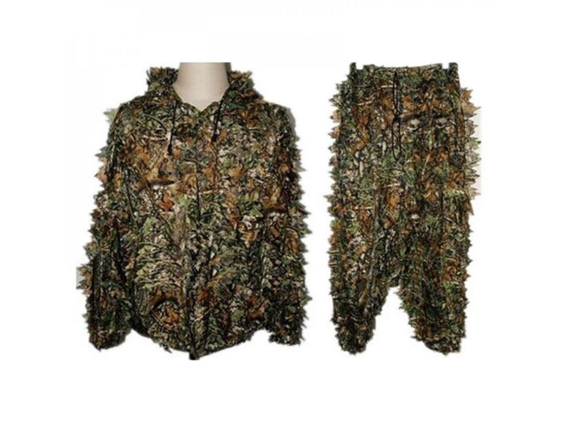 Conjunto De Ropa Camuflaje 3d Hoja Transpirable Para Caza En Bosques Y Exterior Uzw S-m Camuflaje