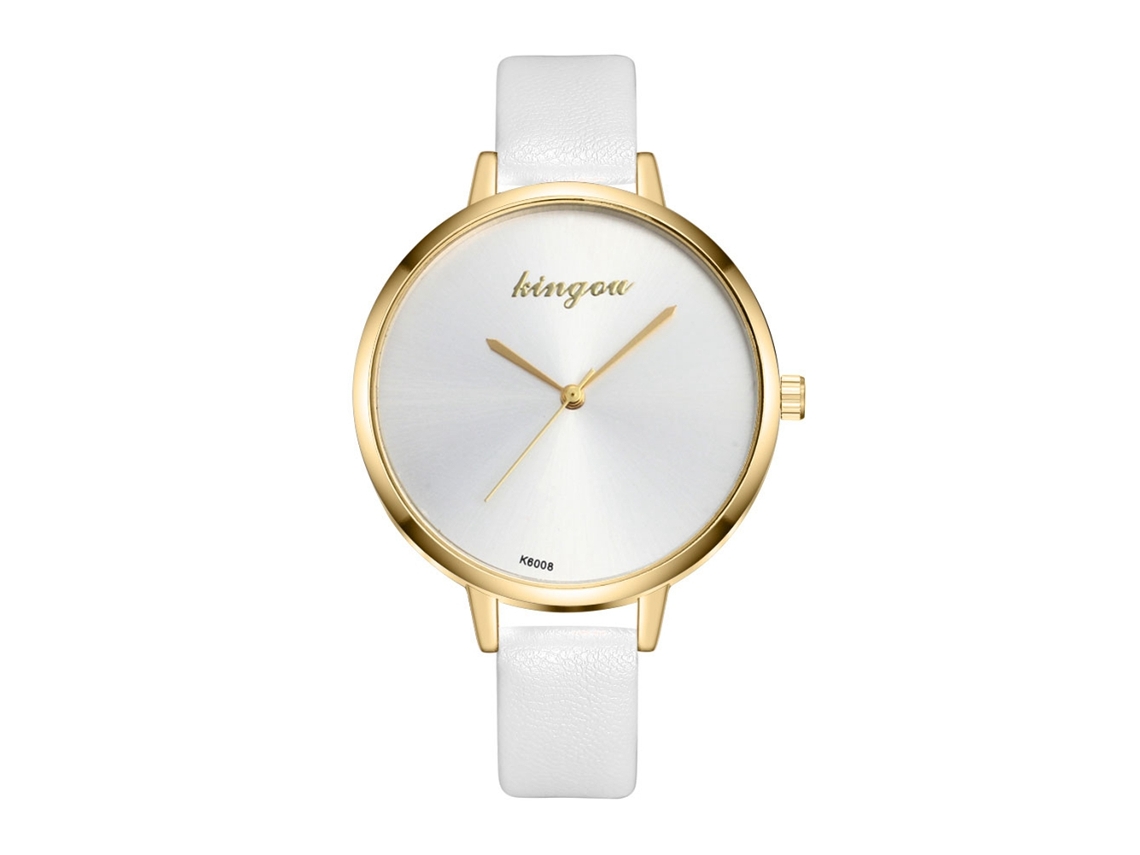 Reloj De Pulsera Analógico De Cuarzo Para Mujer Con Correa Clásica Y Sencilla De Pu Blanca.
