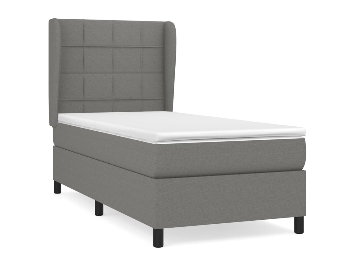 Maison Exclusive - Cama Box Spring Con Colchón Tela Gris Oscuro 90x200 Cm