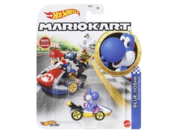 Coche Hot Wheels Mario Kart + Figura Yoshi Azul Mattel GBG25/GRN23