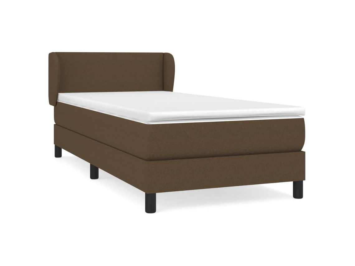 Maison Exclusive - Cama Box Spring Con Colchón Tela Marrón Oscuro 90x190 Cm