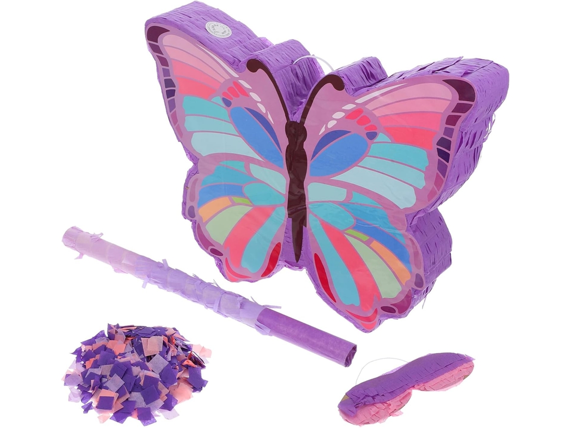 Piñata Morada Para Fiesta De Cumpleaños De Niña, Con Palo, Decoración Práctica Y Reutilizable.