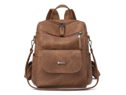 Mochila Siurn de piel sintética para mujer, bolso informal de gran capacidad, color marrón