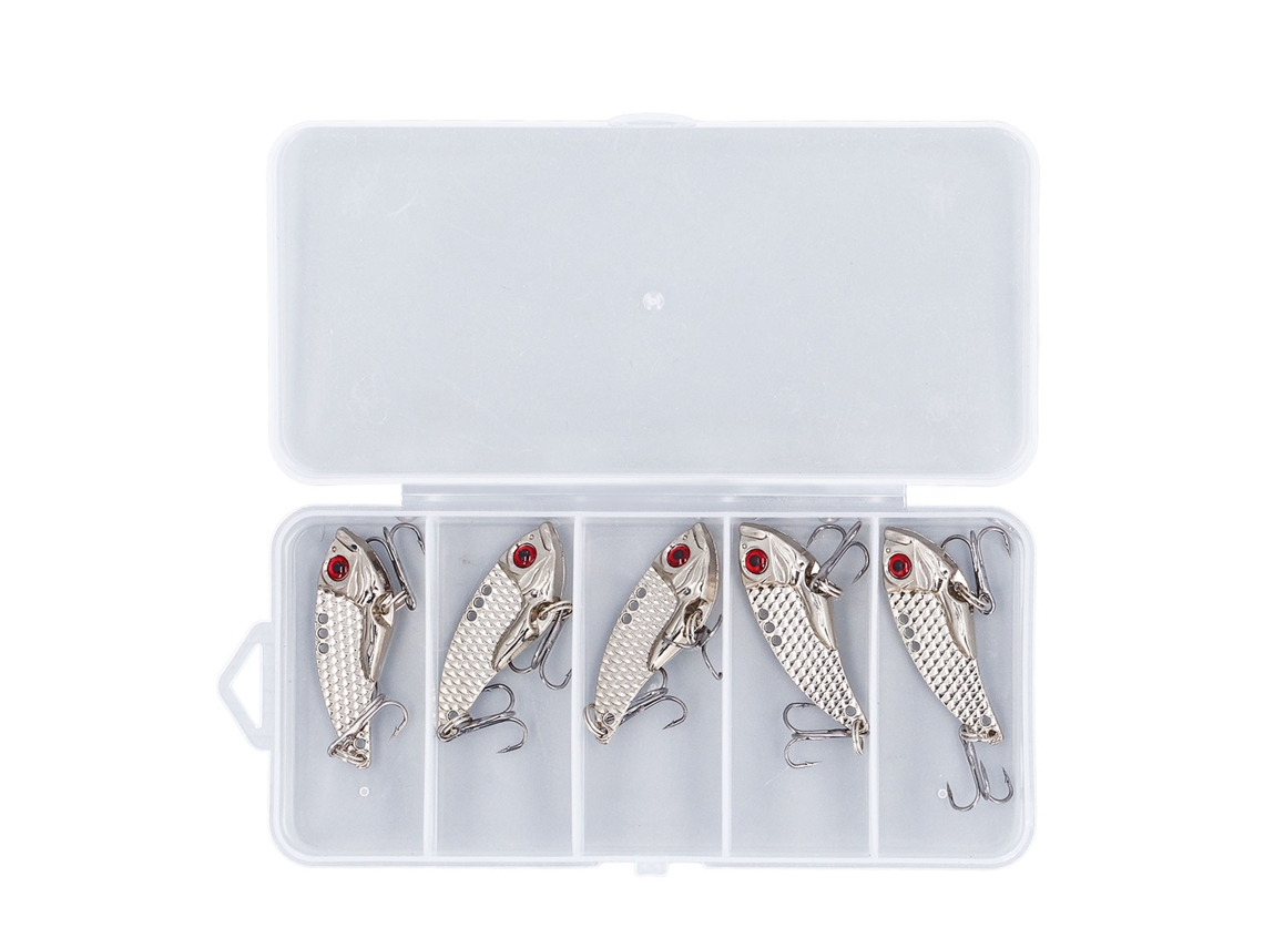 5pcs Iscas De Pesca Blade Baits Aço Carbono Duro Com Caixa De Armazenamento Para Água Doce E Salgada Prata 15g