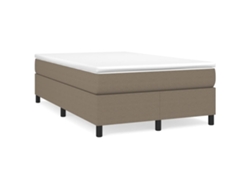 Cama Box Spring Con Colchón Tela Gris Taupe 120x190 Cm