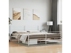 Estructura Cama Sin Colchón Con Estribo Metal Blanco 200x200 Cm