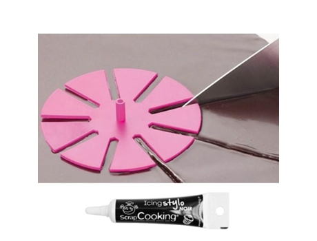 Marcador para cortar tartas + tubo de glaseado negro