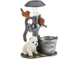 Lámpara Solar Resina Estatua Animal Conejo Gato Perro Ornamento Jardín Led