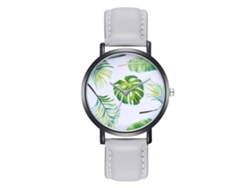 Reloj De Pulsera De Cuarzo Con Correa De Cuero Pu Hojas Modernas Zhoulianfa Gris Unisex