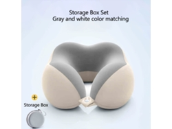 Almohada Cervical De Espuma Viscoelástica En Forma De U Cojín De Soporte Cervical De 360° Con Caja De Almacenamiento (gris Y Blanco) Cuich