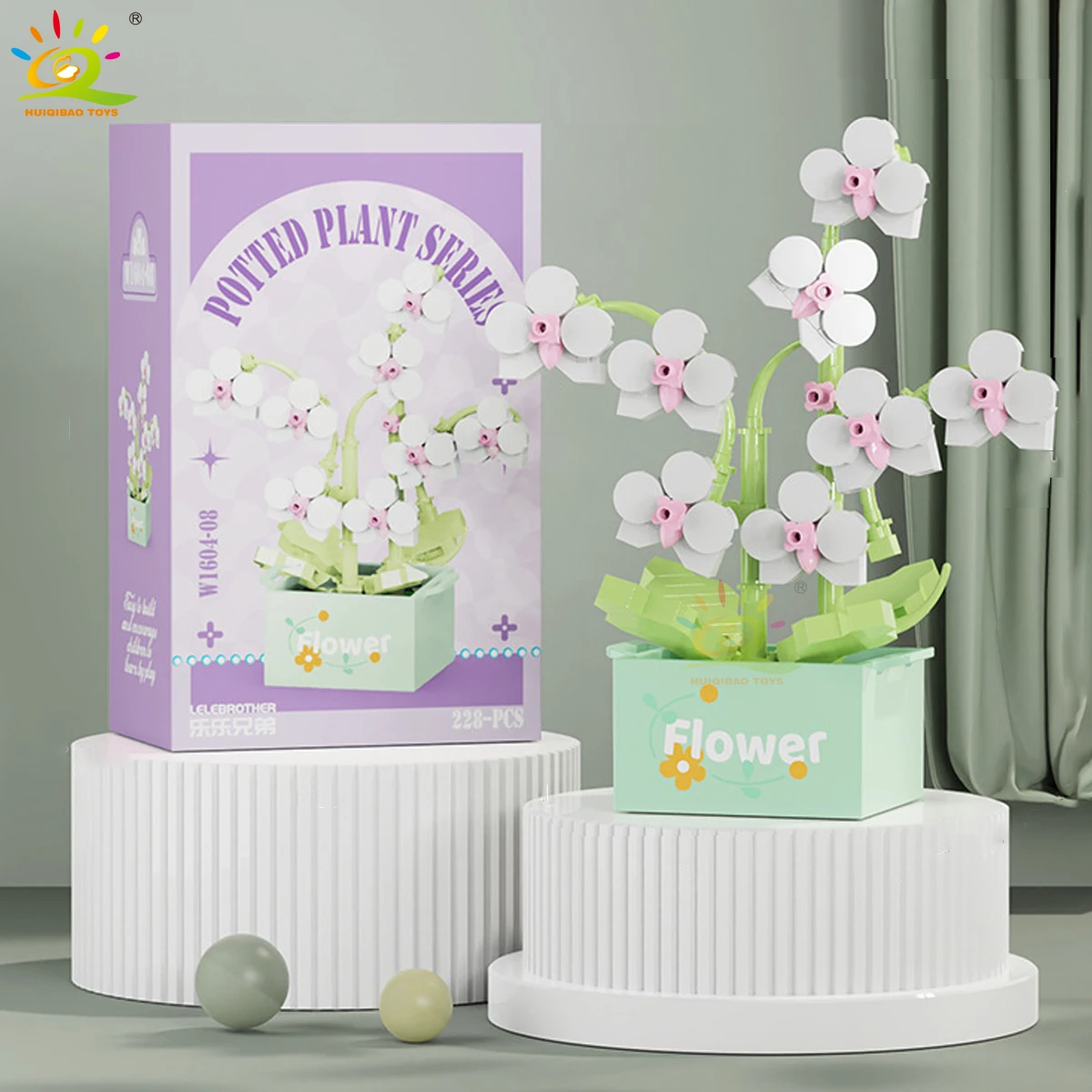 Jarrón de flores DIY, bloques de construcción, hazlo tú mismo, ramo eterno