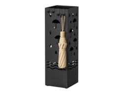 Todeco Paragüero Metálico, Con 4 Ganchos Y Bandeja De Goteo Extraíble, Soporte De Paraguas Decorativo Moderno, Base Antideslizante, 15,5x15,5x49 Cm