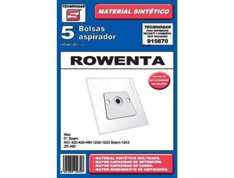 Bolsa aspirador pack 5 uds. rowenta 915670