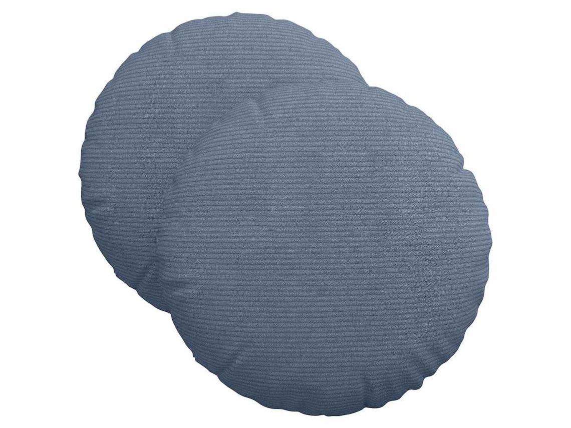 Cojines de asiento, 2 piezas, azul, Ø40 cm, tejido de pana HARLANV1