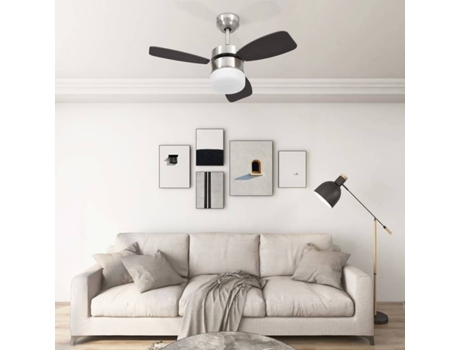 vidaXL Ventilador de techo lámpara mando distancia marrón oscuro 76 cm
