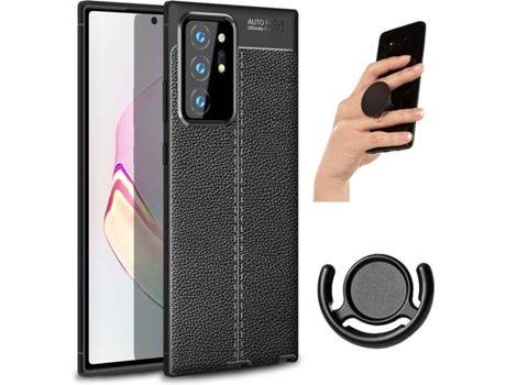 Carcasa, Popsocket y Soporte Samsung Note 20 Ultra Rugged Leather Negro