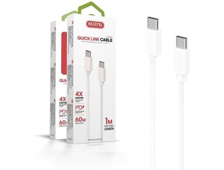Cable para Samsung Galaxy S20 FE 5G ACCETEL CU-2107 (Type-C - 1 m - Blanco)