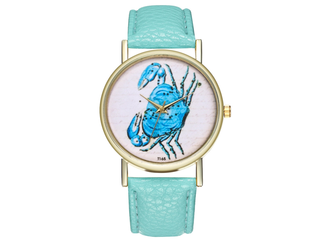 Reloj De Pulsera De Cuarzo Con Diseño Sencillo De Dibujos Animados Y Correa De Cuero Sintético T165-a (menta)