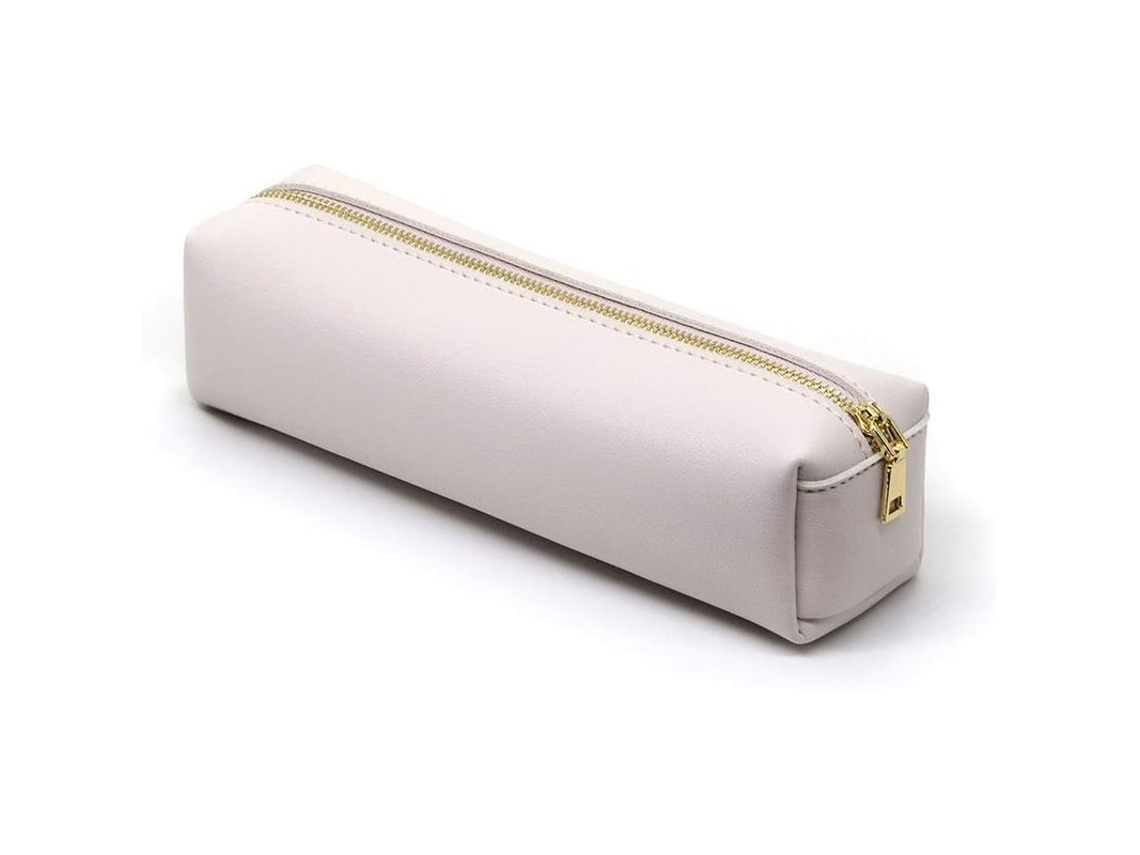 2026-estuche De Lapices Pu Portatil Bolsa De Utensilios Escolares Con Gran Capacidad - Beige