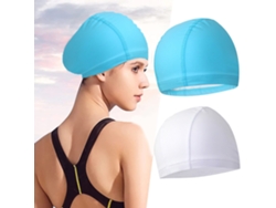 Gorros de natación para hombre y mujer (paquete de 2), con revestimiento de poliuretano de color sólido, cómodos y sin restricciones, ideales para cabello largo.