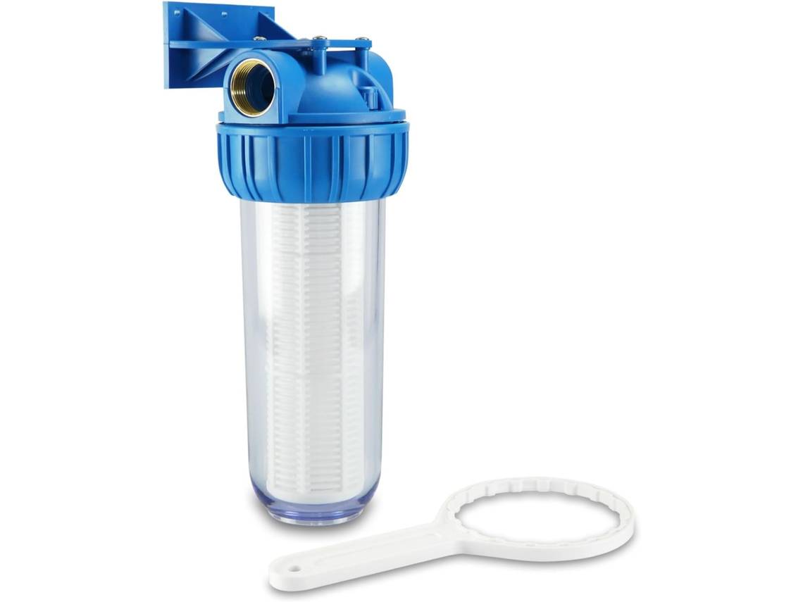 RNEMITERY Prefiltro HWF 100 Caudal de agua a 5000l / h con soporte de pared y llave de filtro para bombas - lavable